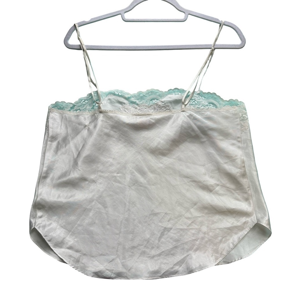 Linda for Eaton Vintage 80s 90s Ivory Lace Trim Camisole Top Size L Romantic - Picture 2 of 10